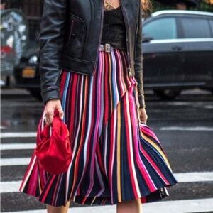 Tory Burch Vibrant Striped A-Line Skirt -sm/med